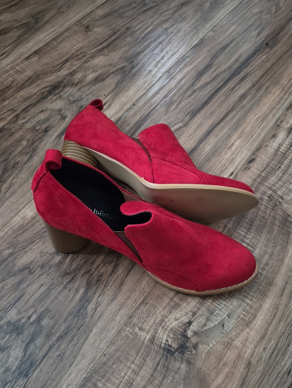 💥💙 Red Suede Block Heel Slip-On Women’s Shoes
